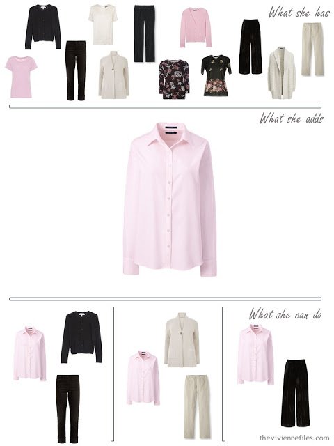 adding a pink shirt to a 4 by 4 Wardrobe
