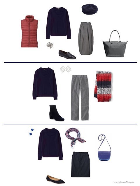 3 ways to wear a navy sparkly sweater