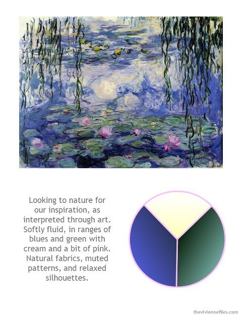 Water Lilies by Claude Monet with style guidelines and color palette