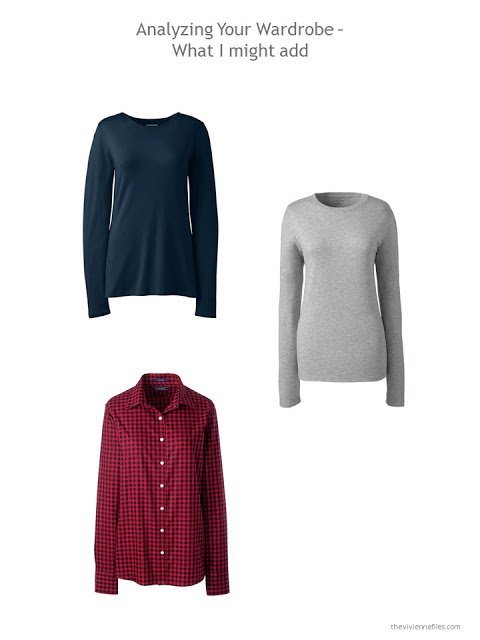 3 pieces to add to a capsule wardrobe in navy, grey and shades of red