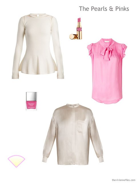 ivory and pink tops for evening wear