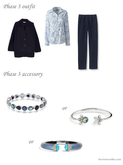 adding a bracelet to a 4 by 4 Wardrobe in Navy with floral accents