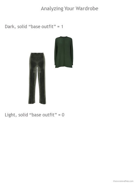 evaluating a wardrobe looking for dark or light solid 