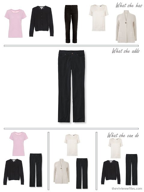 adding black corduroy pants to a capsule wardrobe