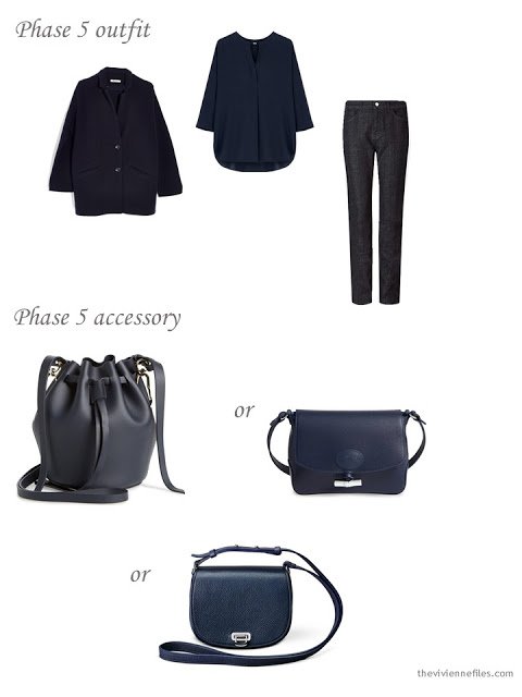 adding a navy bag to a 4 by 4 Wardrobe in Navy with floral accents