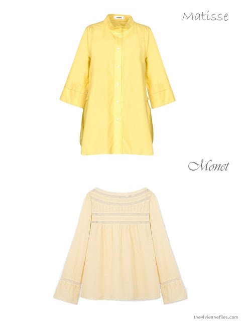 comparing a yellow shirt to a soft yellow blouse