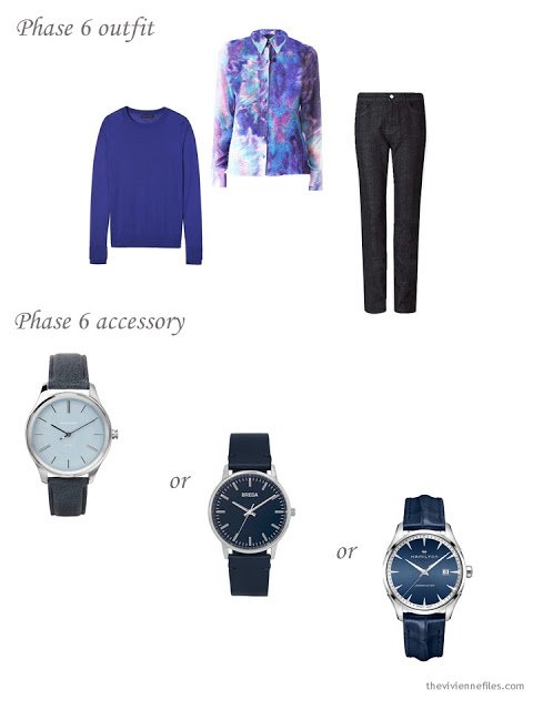 adding a watch to a 4 by 4 Wardrobe in Navy with floral accents