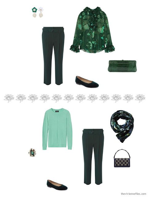 2 ways to wear a pair of green cropped pants