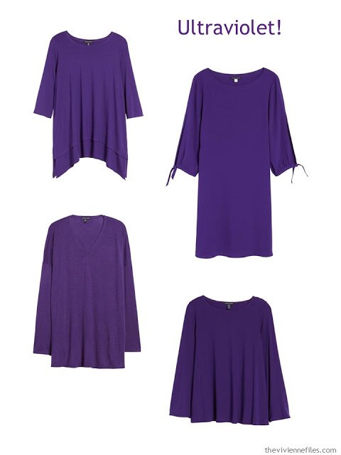 4 Eileen Fisher garments in ultraviolet