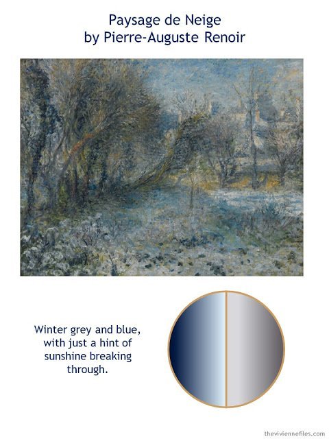 Paysage de Neige by Pierre-Auguste Renoir with style guidelines and color palette