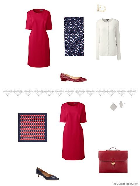 2 ways to accessorize a red dress for business