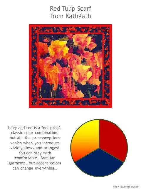 Red Tulip Scarf from KathKath with style guidelines and color palette Red Tulip Scarf from KathKath with style guidelines and color palette