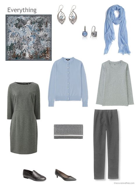 a 4-piece capsule wardrobe based on grey