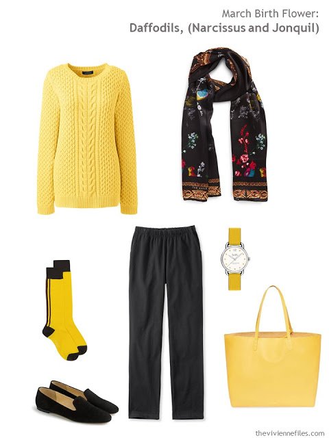 wearing daffodil yellow with black