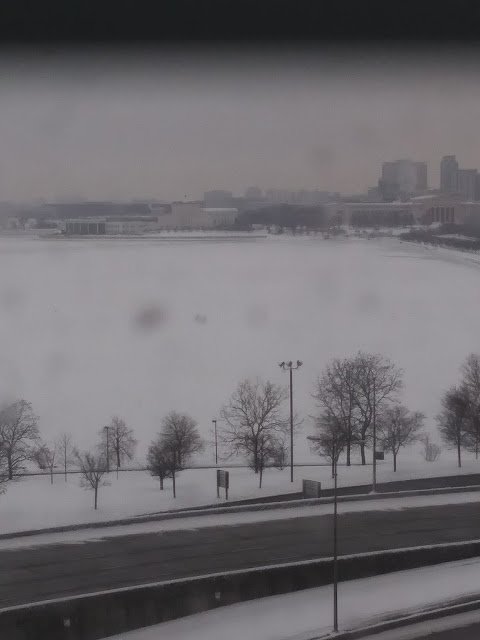 View of Lake Michigan in the snow