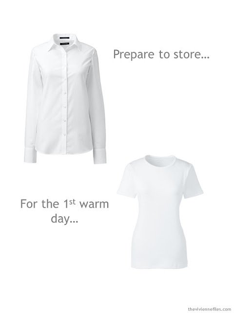 shifting from white shirts to white tee shirts as the weather warms