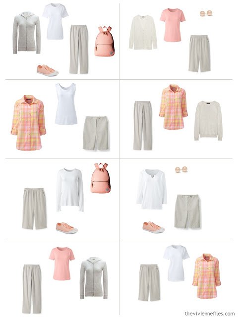 eight outfits featuring an accent of Blooming Dahlia with stone and white