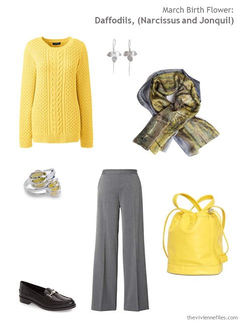 wearing daffodil yellow with grey