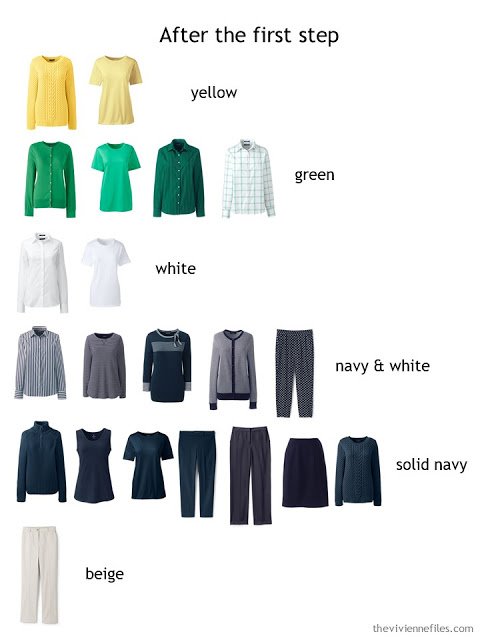Sorting a capsule wardrobe by color