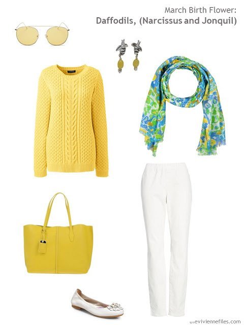 wearing daffodil yellow with white