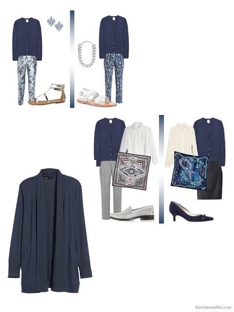 How to wear a petrol blue or slate blue cardigan