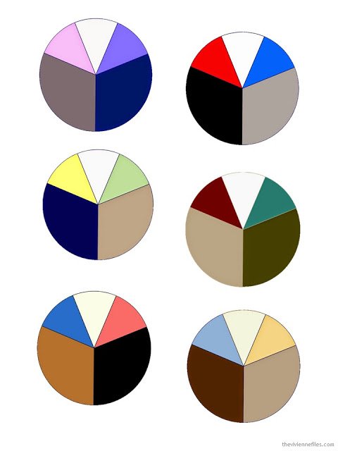 six wardrobe color palettes