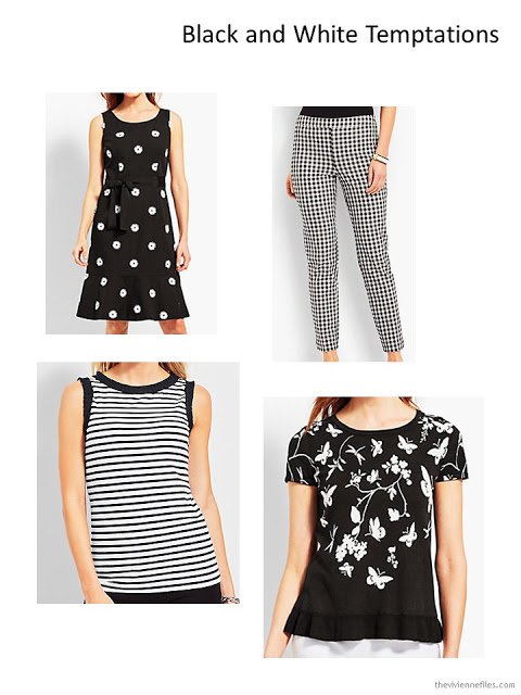 4 black and white garments from Talbots