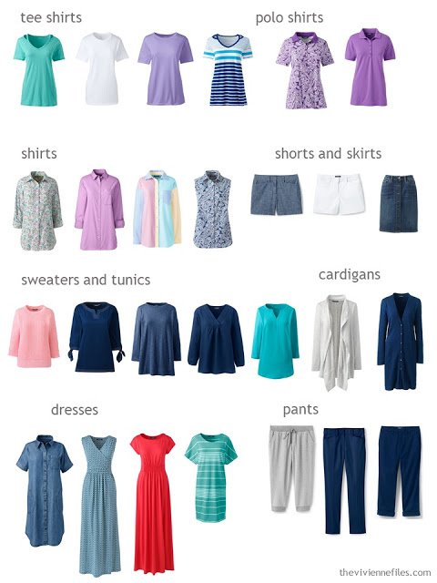 spring and summer capsule wardrobe sorted by type of garment