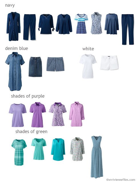 spring and summer capsule wardrobe sorted by color