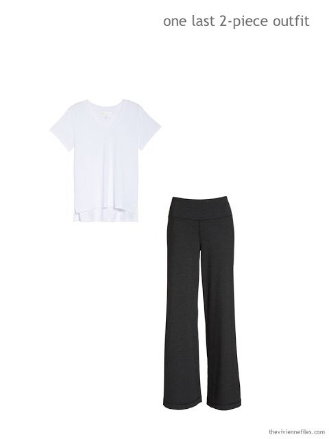 sports outfit of a white tee and black sweatpants