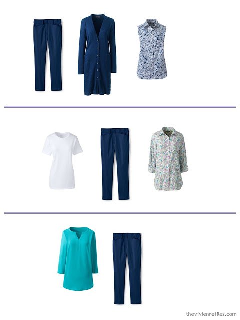 3 ways to wear navy pants from a spring and summer travel capsule wardrobe