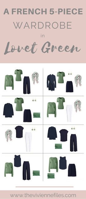 Lovet Green! A Great French 5-Piece Wardrobe, with navy and white