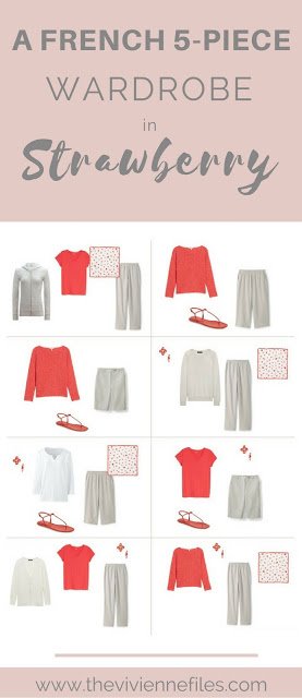 Strawberry Red! A French 5-Piece Wardrobe with stone and white...