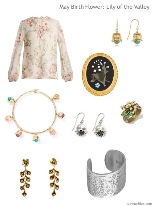 accessories with a lily of the valley motif