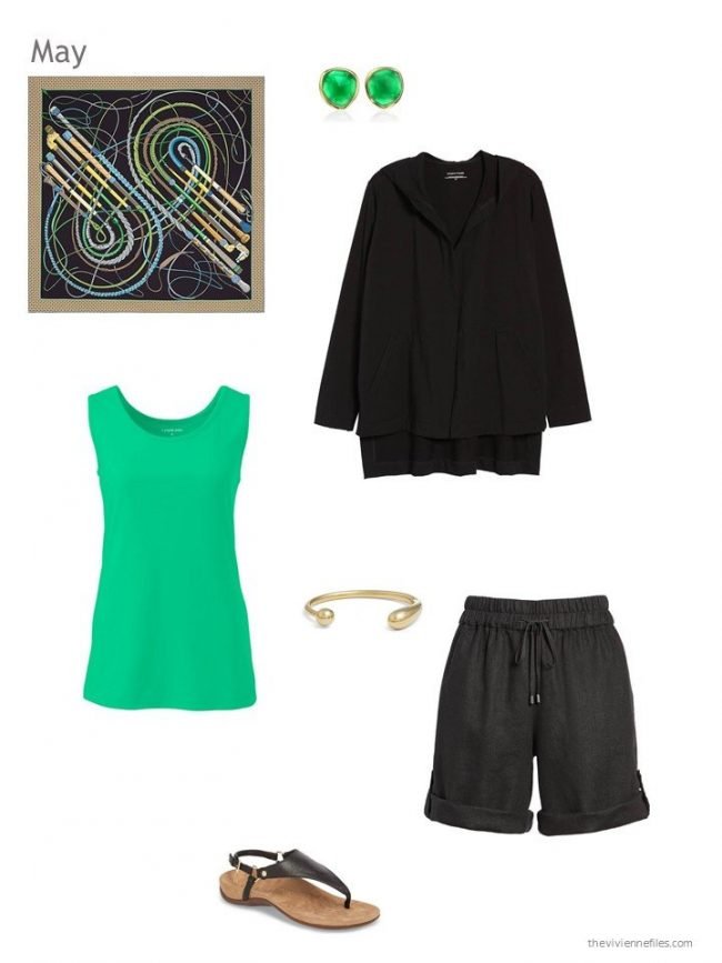 green and black summer outfit