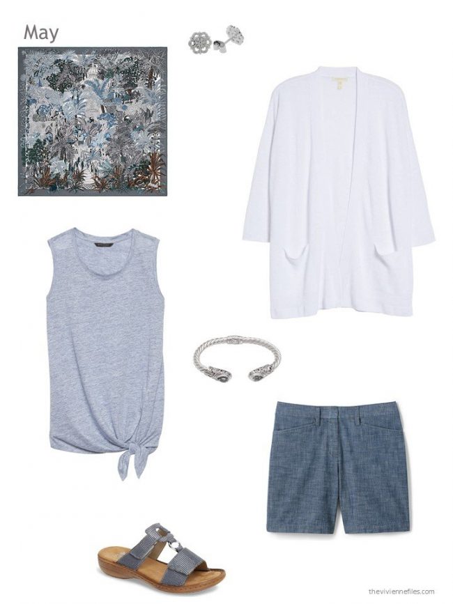 blue and white summer outfit