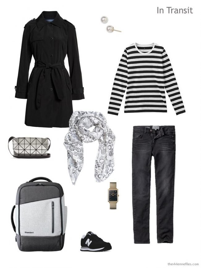 2. travel outfit in black and white