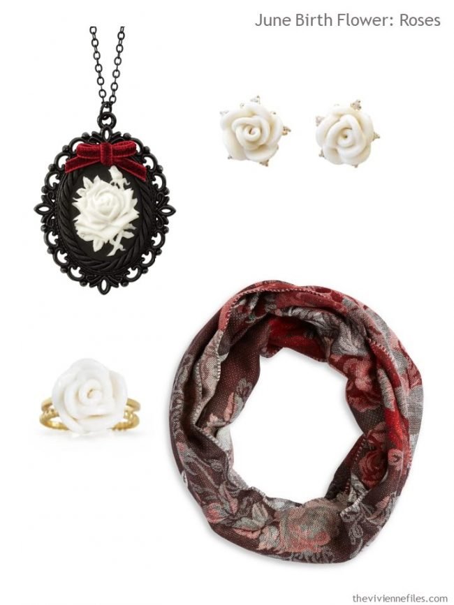 4. black with white roses accessory family