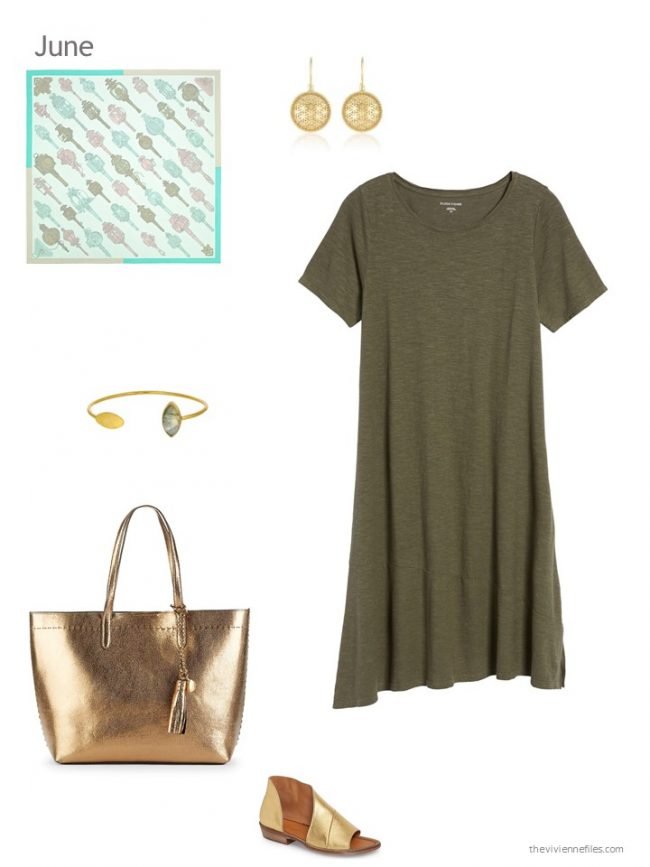 adding an olive dress to a capsule wardrobe