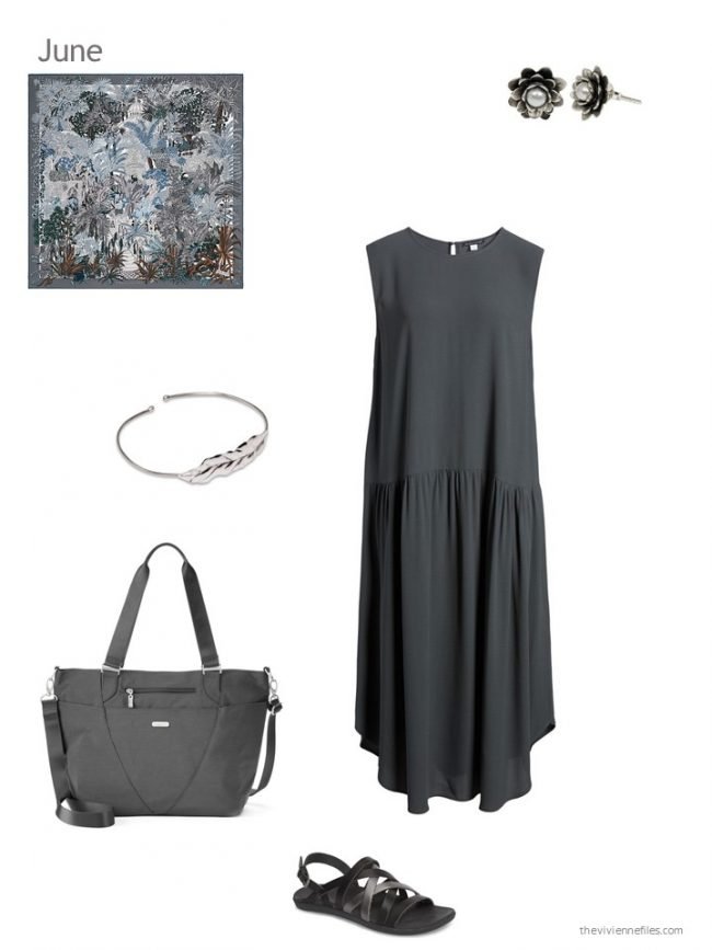 9. adding a charcoal dress to a capsule wardrobe