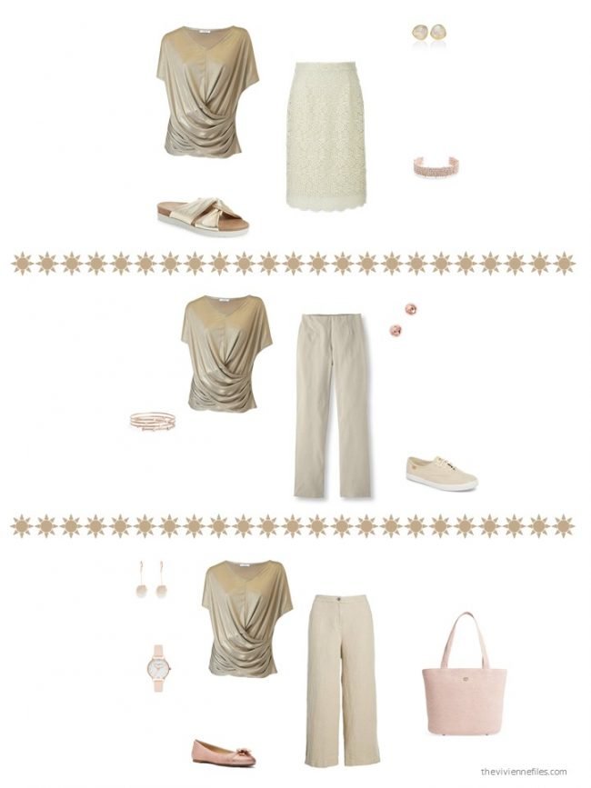 10. 3 ways to wear a gold tee shirt in a capsule wardrobe