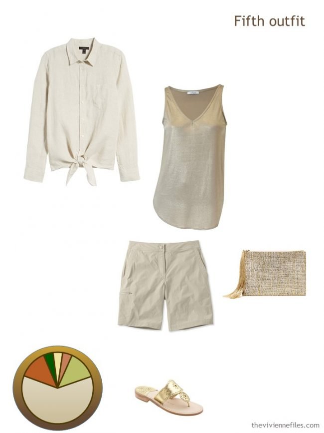 10. beige and gold outfit from a travel capsule wardrobe