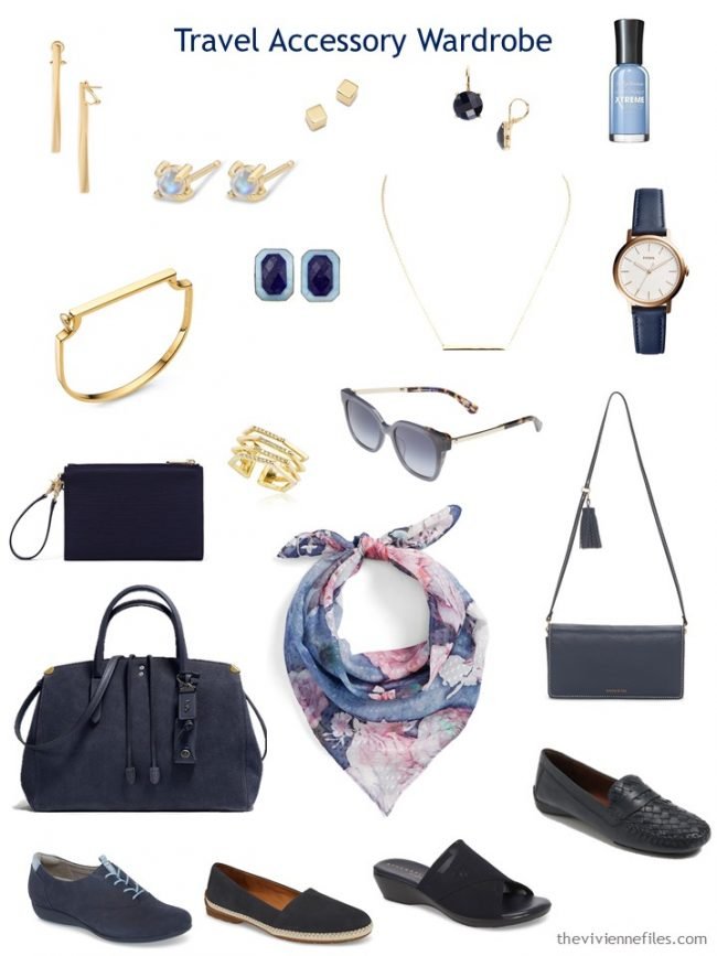 11. navy-based accessory travel capsule wardrobe