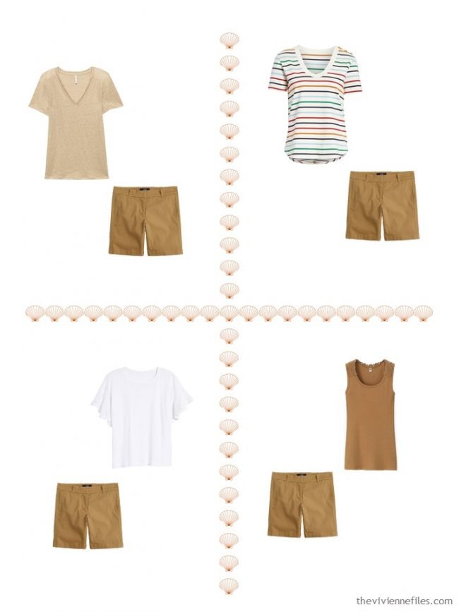 13. 4 ways to wear brown shorts from a 4 by 4 Wardrobe