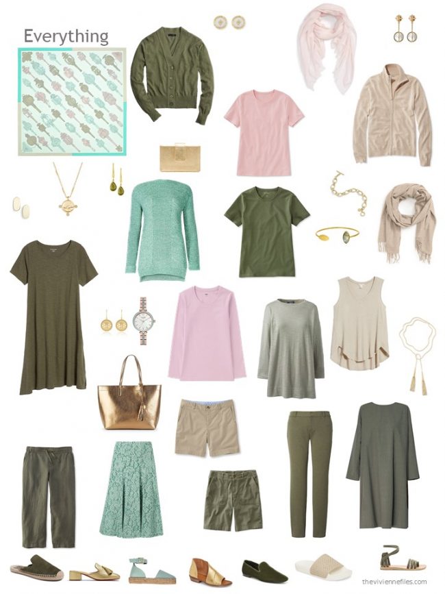 17. capsule wardrobe based on a pastel green Hermes scarf