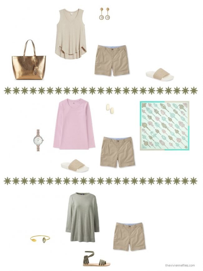 18. 3 ways to wear khaki shorts from a capsule wardrobe