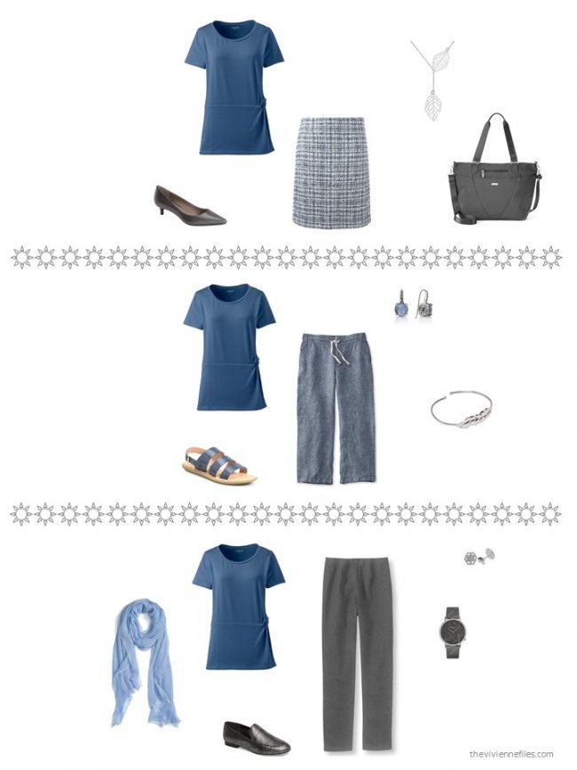 24. 3 ways to wear a blue tee shirt from a capsule wardrobe