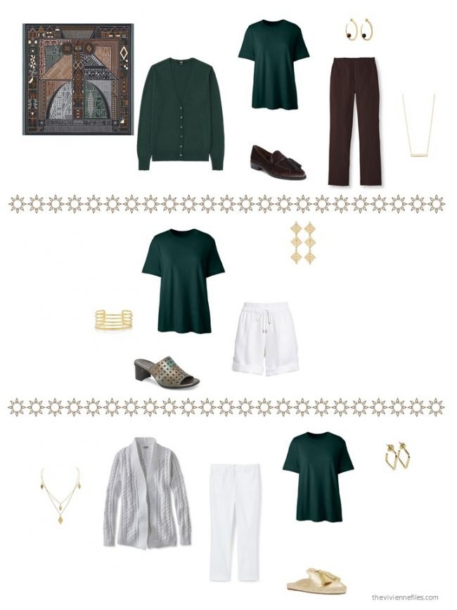 29. 3 ways to wear a green tee shirt from a capsule wardrobe