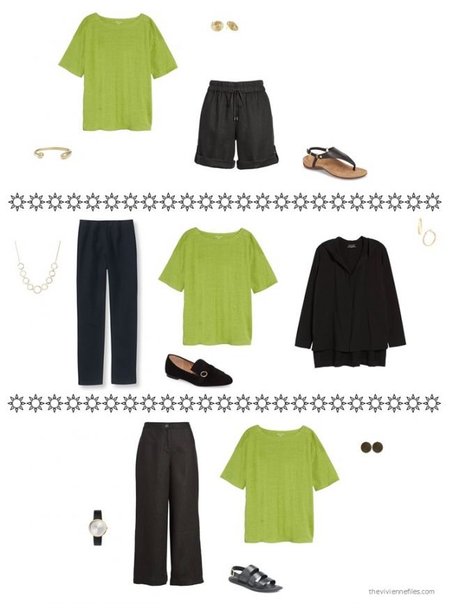 3. 3 ways to wear an acid green tee from a capsule wardrobe