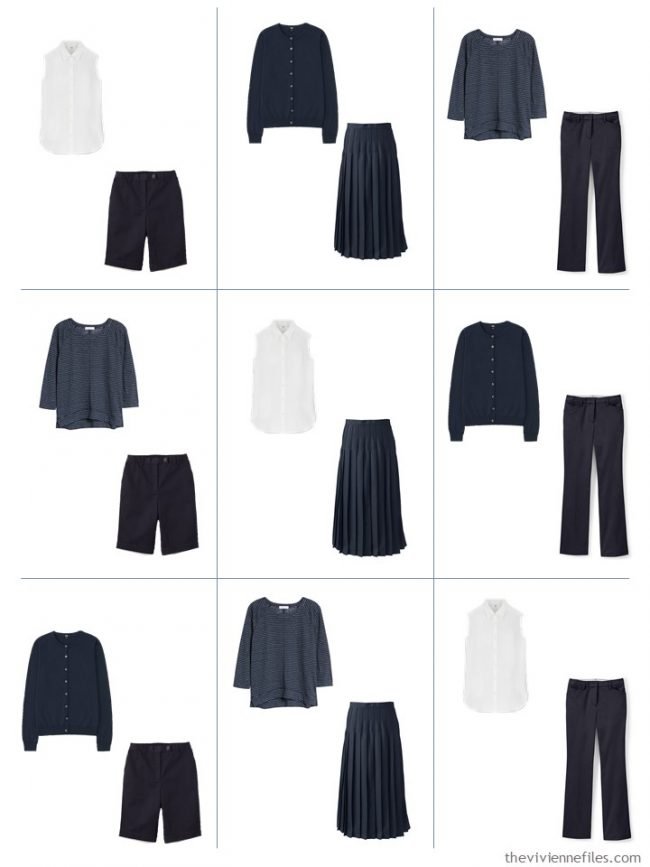 3. 9 outfits from a 9-piece common wardrobe